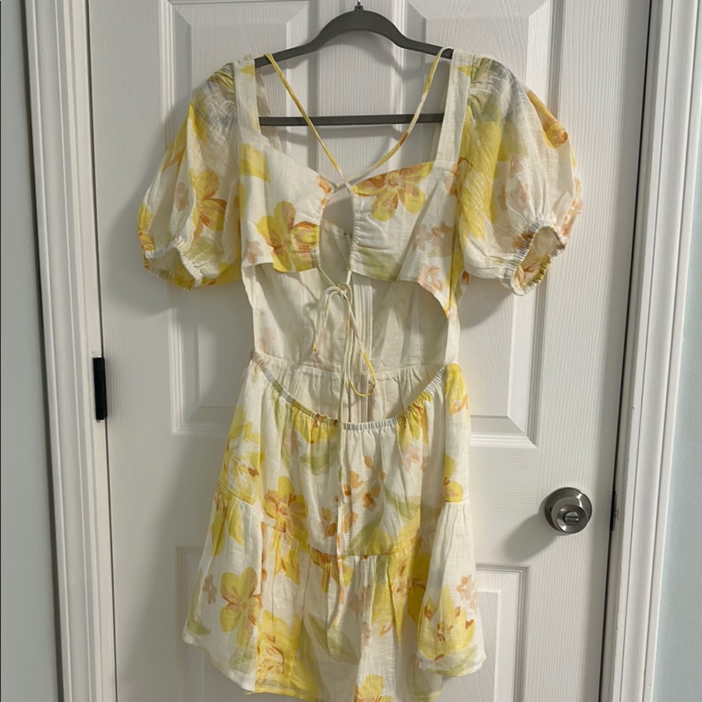 SABO Skirt Aquaria Dress - Lemon Bouquet Floral Puff Sleeve Dress